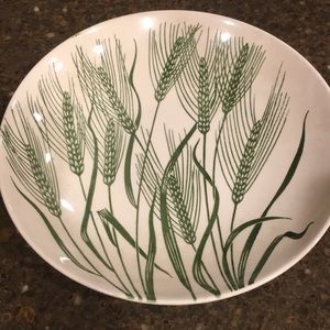 Vintage Homer Laughlin DuraPrint Green Wheat Americana 8.5" Salad Bowl N6 1950s